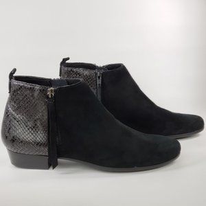 Munro Lexi Black Suede Python Zipper Bootie 9.5 N